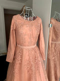 Modest Full Linen Pink Dress - Size 6-8 & 10-12